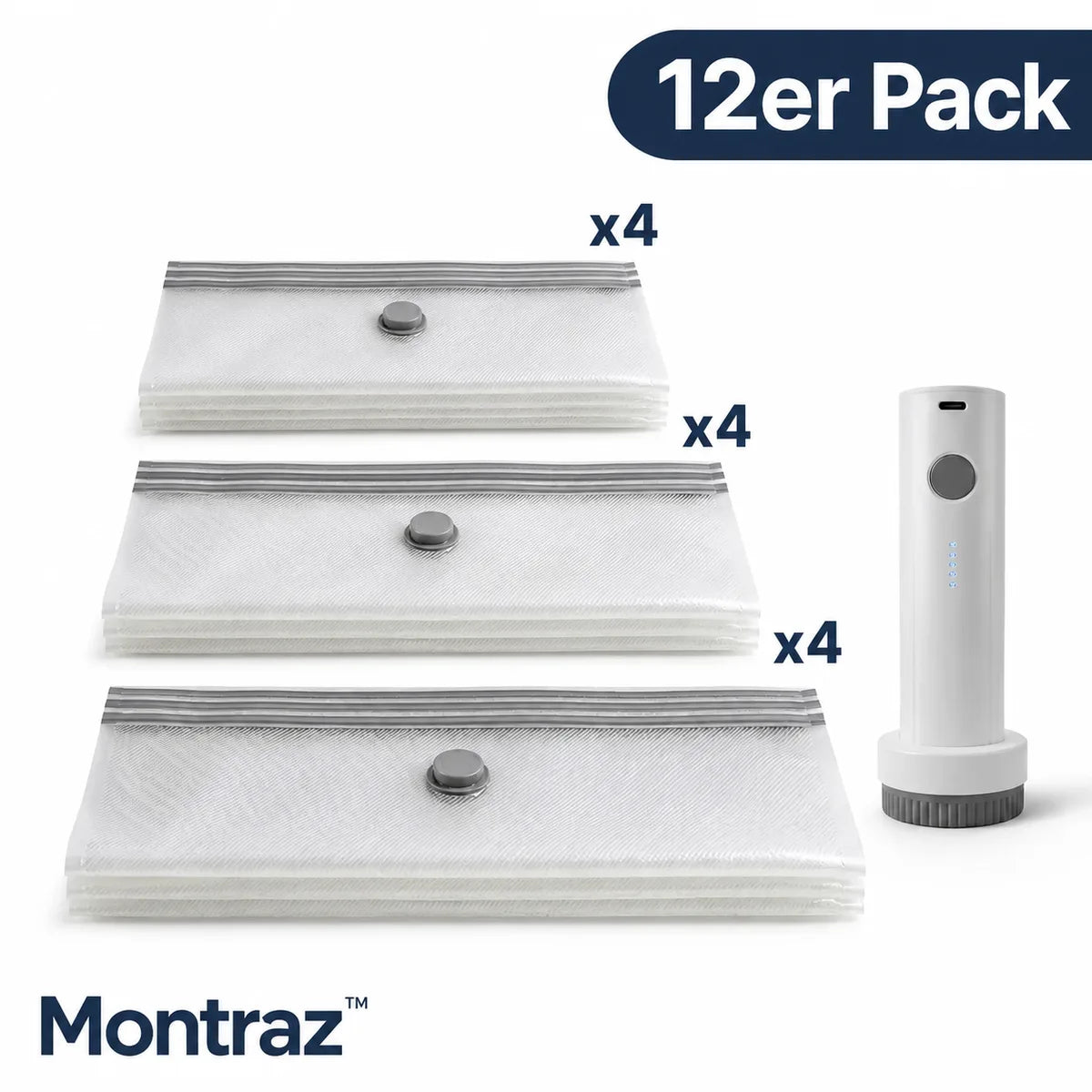 Montraz™ Reise-Vakuumbeutel mit wiederaufladbarer Pumpe