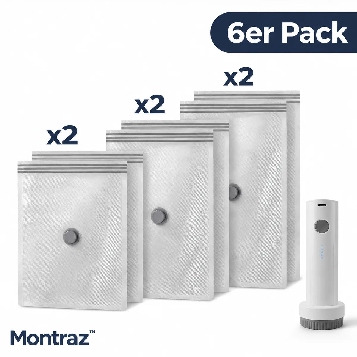 Montraz™ Reise-Vakuumbeutel mit wiederaufladbarer Pumpe