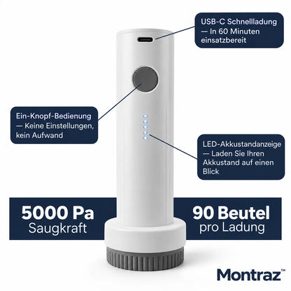 Montraz™ Reise-Vakuumbeutel mit wiederaufladbarer Pumpe